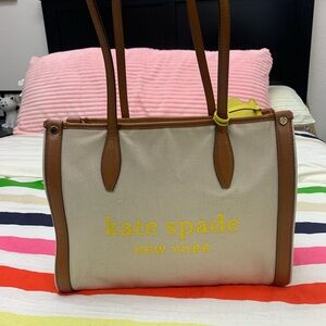 Pre-Loved Kate Spade New York Cream Canvas Tote Bag